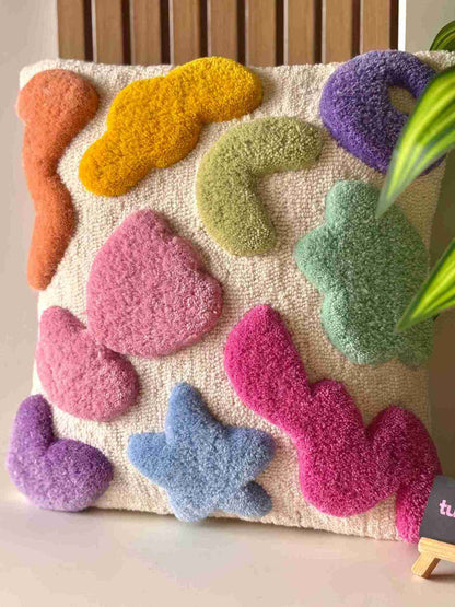 Quirky Pastels Hand Tufted Cushion by Tuftplace