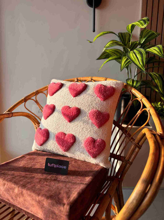 Little Hearts Hand Tufted Cushion by Tuftplace