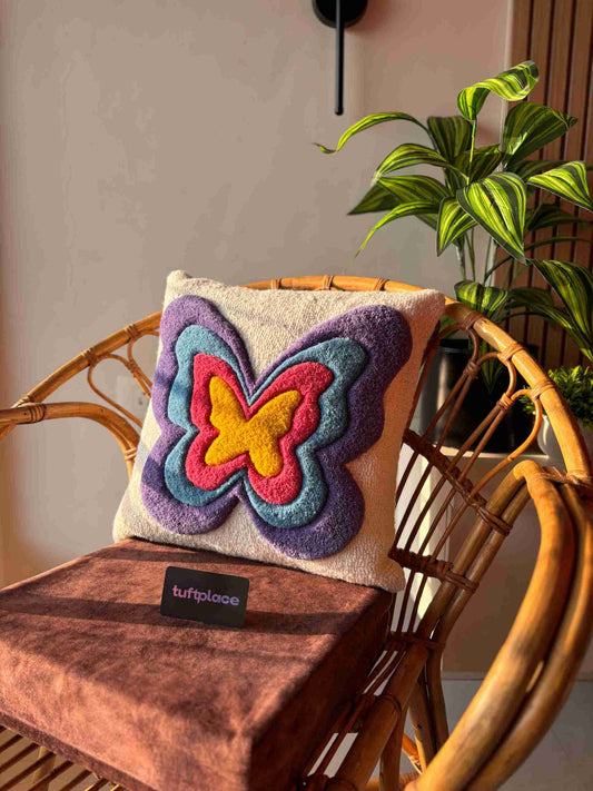 3D Butterfly Hand Tufted Cushion by Tuftplace