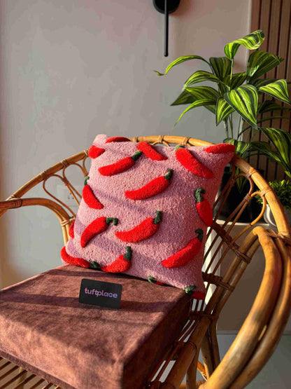 Hot Chillies Hand Tufted Cushion by Tuftplace
