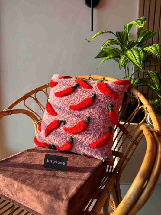 Hot Chillies Hand Tufted Cushion by Tuftplace